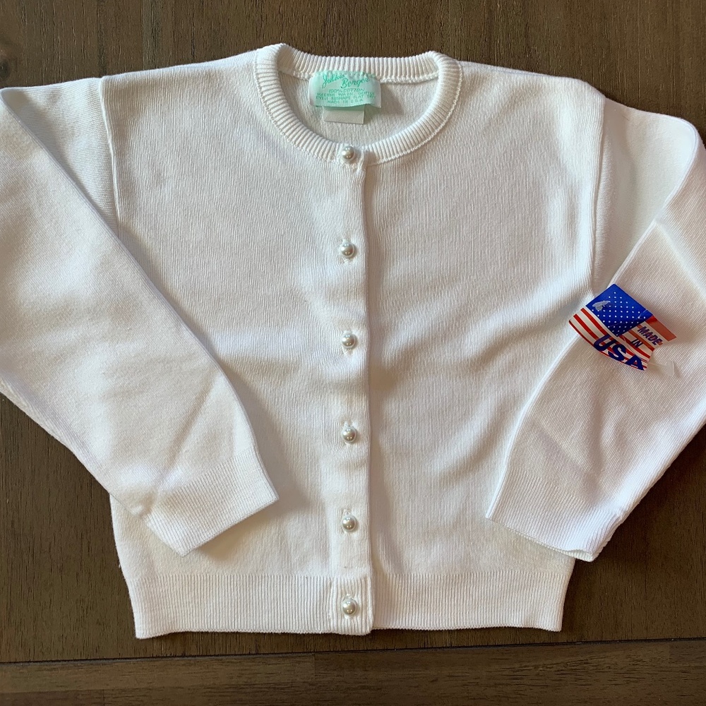 New Girls White Pearl Button Cardigan Sweater